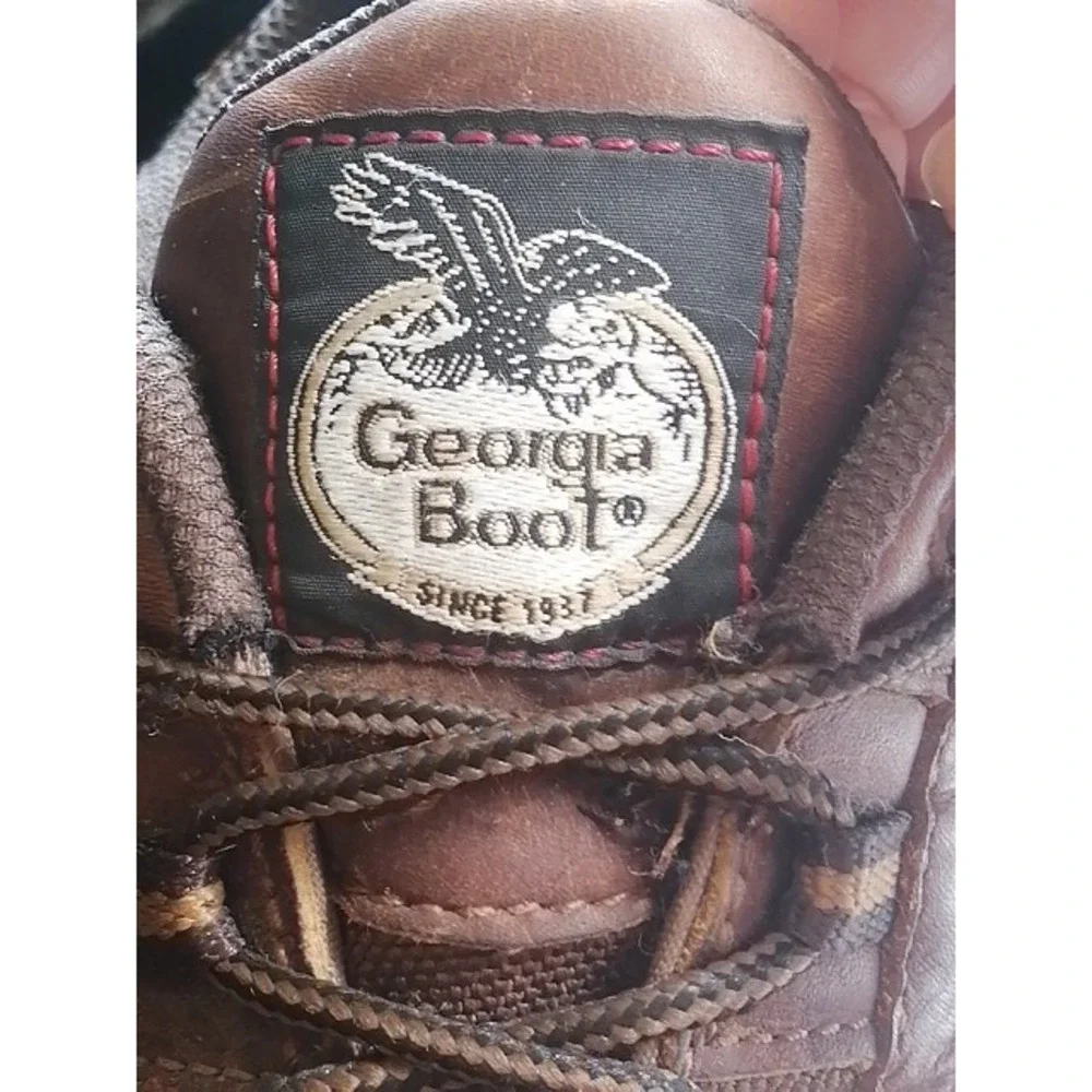 Georgia Boot Oxfords Mens Brown 10 Steel Toe Work Shoes Leather Vibram GB3602